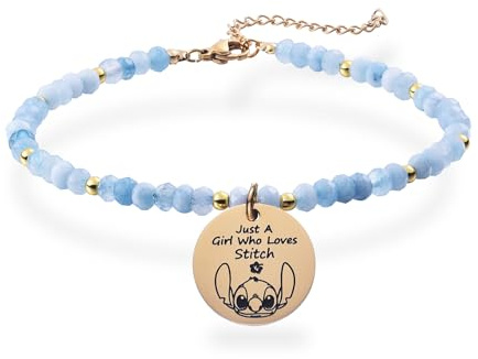 Melix Home Bracelet St*ch cadeaux pour filles, Fans, femmes, adolescentes, cadeau d'anniversaire mignon, pierre naturelle
