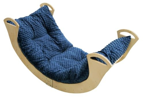 Skyline Balancelles Bascule Enfant Montessori Bebe 1 an Escalade Arche en Bois Mur descalade meble Arc à Grimper Bascule d'équilibre Portique d'escalade avec Coussin XL Bleu
