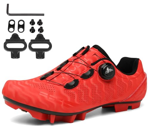 NGARY Fahrradschuhe MTB Damen, Radsportschuhe Atmungsaktive Mountainbike Schuhe kompatibel mit SPD 2 Schrauben mit Cleats Outdoor-Radschuhe,B,39 EU