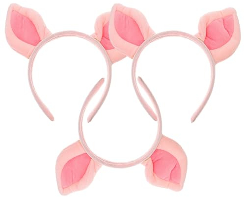 Cabilock 3stücke Pig Ear Stirnbänder Lustige Tierohren Kopfbedeckung Für Kostümpartys Cosplay Halloween Und Kindergeburtstage Flexibles Leichtes Und Bequemes Haarband