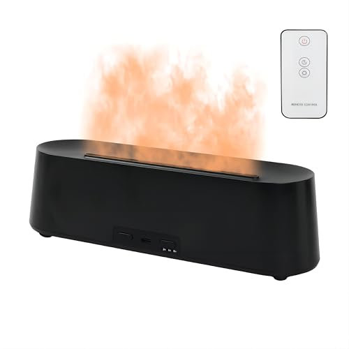 Essential Oil Diffuser, 300ML Flame Aromatherapy, 7 Colors LED Light Scented Oil, Aroma Air With Remote Control, Ultrasonic Cool Mist Air Humidifier (Black)