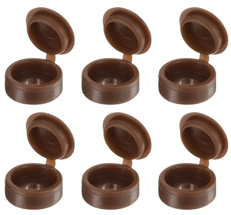 sourcing map 150pcs Screw Cover Caps, 3mm Plastic Hinged Screw Caps Fold Screw Snap Covers for Covering Screw Head (Dark Brown)