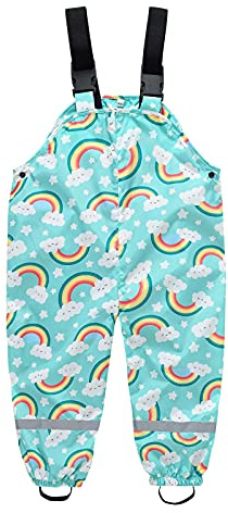 XINYUNZU Regenhose Kinder Gefütterte Matschhose Regenlatzhose Winddicht wasserdichte Regenträgerhose Rain Pants Outdoor Hose Arbeitshose Hosen für 2-11 Jahre Alt Super Sale Angebote Himmelblau 110