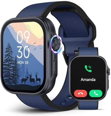 SOUYIE Smart Watches with Bluetooth Call, 3ATM Waterproof Fitness Tracker, 1.99 AMOLED Display, Heart Rate Blood Oxygen Sleep Monitoring, Smartwatch for Men Compatible with Android and iOS