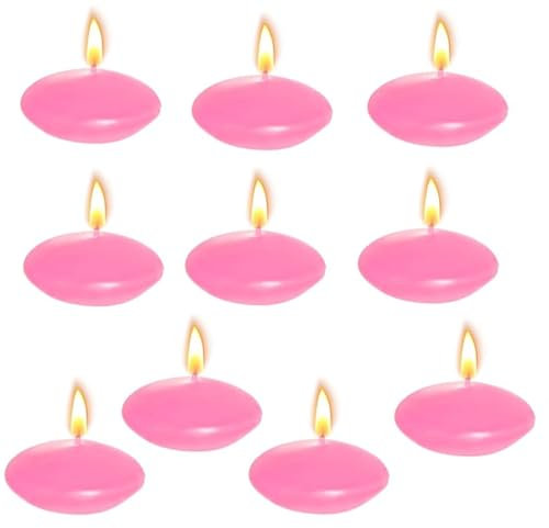 Schwimmkerzen ohne Duft,10 Stück Unparfümierte Schwimmkerzen,3,8 X 1.5cm,Kerze schwimmbare Dekoration,für Hochzeit Pool SPA,pink