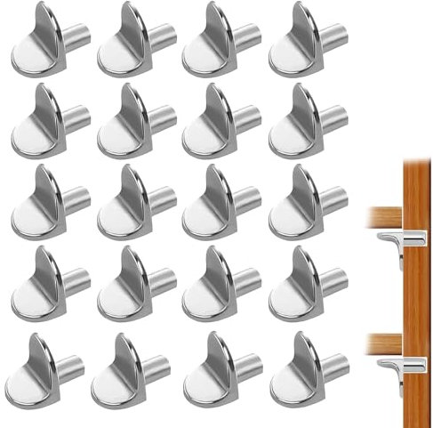 20 Pcs Shelf Support Pegs, L-Shaped Shelf Support Pegs, Antirust Kitchen Cupboard Shelf Pegs, 5mm Wardrobe Shelf Pegs for Furniture Kitchen Cabinet Bookcase Closet Wardrobe Cupboard