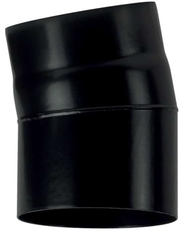 Canna fumaria Curva 15 DN 150 smaltato verniciato 600 gradi per stufa a legna tubo nero acciaio CE Made in Italy