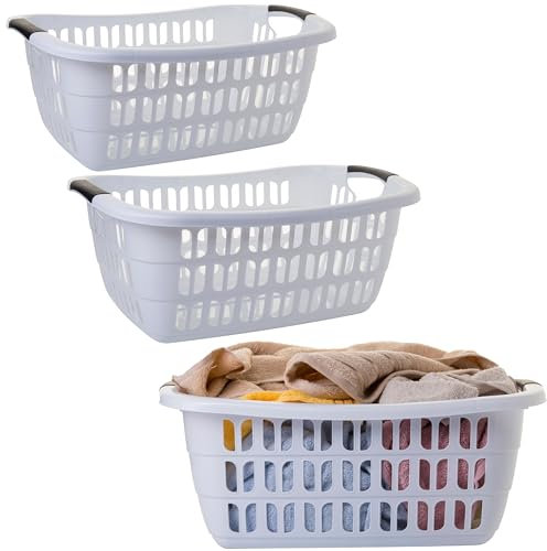 2friends Vasca per la biancheria, set da 3 pezzi, grandi e stabili cesti portabiancheria con manici, colore grigio, ideale per una facile manipolazione e trasporto di biancheria
