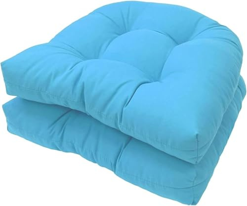 2 Cojines de Asiento Capitoné Resistentes Al Agua, 48 X 48 Cm Cojines en Forma de U para Interiores y Exteriores para Asiento de Silla de Mimbre, Juegos de Cojines para Silla Mecedora