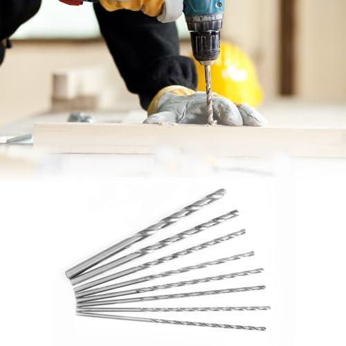 SustVita Drill Bit Set, Straight Shank 8pcs Extra Long 4mm to 10mm High Speed Steel Drill Bit for Wood, Aluminum, and Plastic