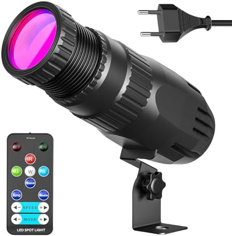 LED Spotlight, 15W RGB 4 in 1 Disco Partylicht, 4 Modi Spiegelkugel-Licht, Led Spots mit Fernbedienung, Punktstrahler, Disco Beleuchtung für Partys, Club, Hochzeit, Bar