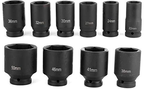 Metric Deep Impact Socket 3 / 4in Drive 6 - Point Set 22-50mm Portable Auto Car Tool Suitable Workshop