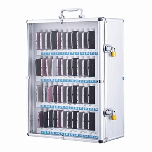 Casier Pour Smartphone Pour Zone Sans Téléphone Portable, Prison Pour Téléphones Portables Pour Smartphones À 12 Emplacements, Avec Cadenas Indépendant, Pour École et Salle de Classe (argenté)(48 Slot