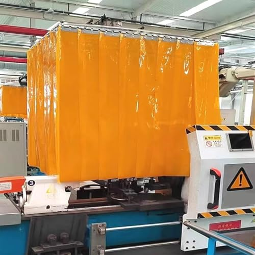 Generisch Glatter PVC-Streifenvorhang aus Kunststoff, Schweißschutzvorhang, PVC-Streifenvorhang, Rolltor, geeignet für Elektroschweißstellen, Lichtbogenschutzösen (gelb, 1,2 x 2,3 m)