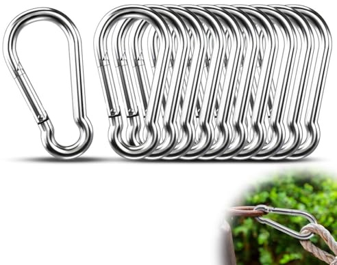 JEYORZY 10 Stück Karabinerhaken Edelstahl,Karabiner Set,5 x 50mm Karabiner,Karabinerhaken für SchlüSselanhäNger,Camping, HäNgematte,Hundeleine,Camping,Reisen,Wandern