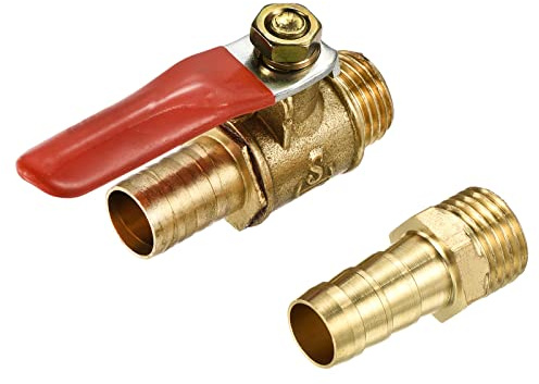 QUARKZMAN Latón Púa Manguera Montaje Conector Adaptador 10mm x G1/4 Macho Tubo y Aire Bola Válvula Apagado Interruptor G1/4 Macho a 3/8, 6 en 1 Juego