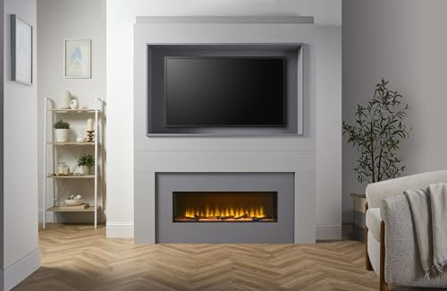 Adam Sahara Pre-Built Fully Inset Media Wall Electric Fire with TV Recess
