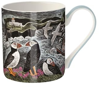 Museums & Galleries Fine Bone China Mug - Stylish 'Fair Isle Puffins' Design by Angela Harding - Premium Quality Tea and Coffee Mug for The Home and Kitchen