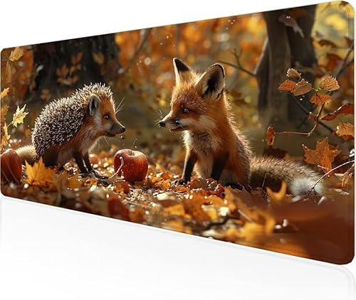 Musmatta skog spel musmatta djur stor skrivbordsmatta 800 x 400 x 3 mm, arbete från hem nödvändigheter halkfri gummibas specialtexturerad vattentålig yta slitstark skrivbord matt för laptop Y1-629