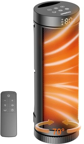 Space Heater for Indoor Use - 17 inches 1500W Electric Heaters with Thermostat, 70° Oscillation, 5 Modes, Remote, 12H Timer, Quiet Portable Heater for Office, Bedroom, Large Room
