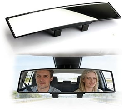 Car Rear View Mirror, Universal Panoramic Convex Rearview Mirror, Rear View Mirror Adhesive Clip on Wide Angle Rear View Mirror Middle for Car, Reduce Blind Spot Effectively for Car SUV Trucks