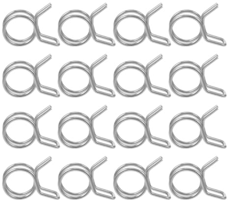 Milisten 50PCS 304 Stainless Steel Double Wire Spring Hose Clamps, Adjustable Small Hose Clips 9mm Inner Diameter, Heavy Duty Metal Pipe Clips for Water, Fuel, Garden Irrigation and Repair