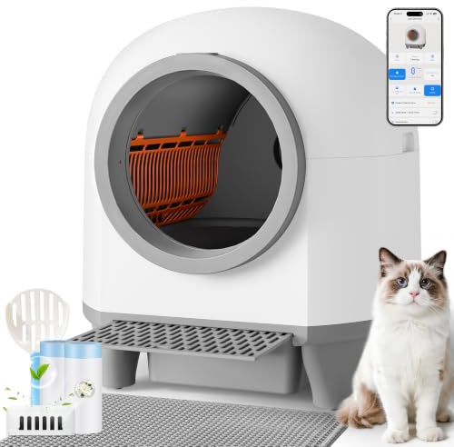Devoko Automatisches Katzenklo, 90L, Sicherheitssensoren, App-Steuerung | Selbstreinigende Katzentoilette mit 3 Reinigungsmodi, Geruchskontrolle und automatischer Reinigung für den Alltag