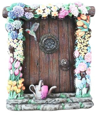 Porta delle fate in legno 2D per gnomo da giardino, decorazione, mini albero di Natale, decorazione per esterni, scultura da giardino per patio