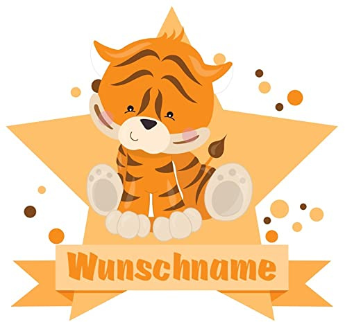 Samunshi® Tiger Aufkleber mit Namen Autoaufkleber Namensaufkleber Kinder - 10x8,8cm mehrfarbig