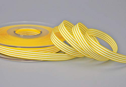 finemark Dekorativa band gul 16 mm x 25 m (rulle) ränder presentband band tygband randig elegant presentförpackning födelsedag påsk dekoration premium band kort