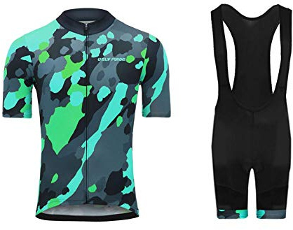 UGLY FROG Herren Fahrradtrikot Set Sport & Freizeit/Radsport/Bekleidung Fahrrad Anzug Fahrradbekleidung Trikot Kurzarm + Radhose mit 3D Sitzpolster Kurze Anzüge DEQTTao06