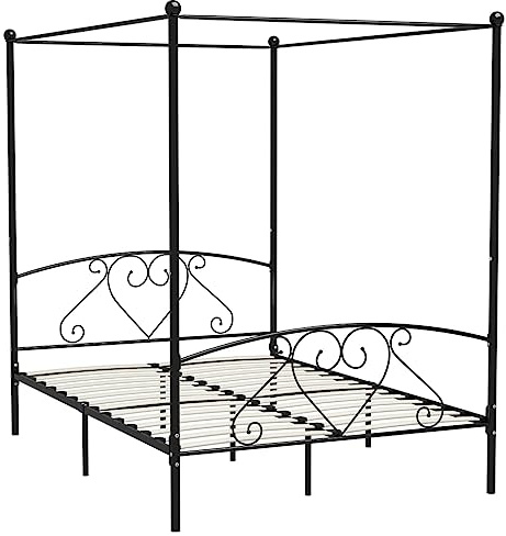 vidaXL Sänghimmel utan madrass svart 140x200 cm metall