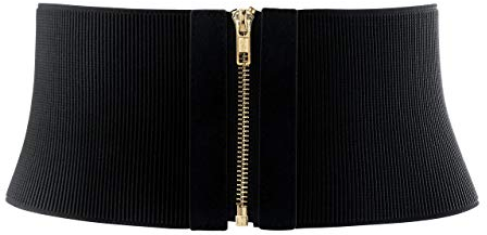 CHIC DIARY Breiter Taillengürtel Damen Elastischer Hüftgürtel mit Reißverschluss Stretchgürtel Kleid Hemd Dekorativ Gürtel