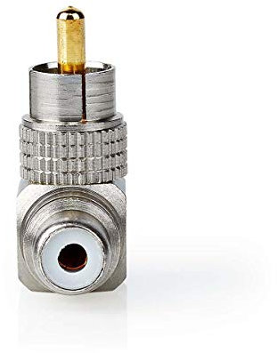 Adattatore audio mono | RCA Maschio | RCA Female | Placcato oro | Angolari 90° | Metallo | Grigio Canna di Fucile/Metallo | 2 pz. | Confezione con finestra