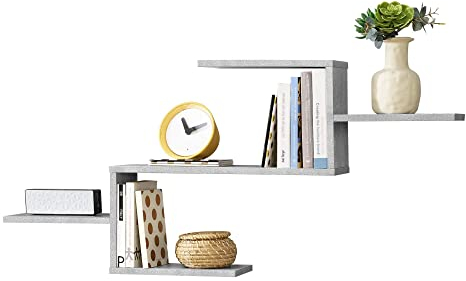 [en.casa] Schweberegal Flekkefjord 104 x 14,5 x 49,5 cm Wandregal mit 5 Ablagen Wandboard Hängeregal Betonoptik