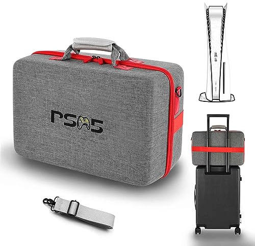 ASNOMY Carrying Case Compatible with PS5, Hard Shell Carry Case Travel Bag, Organizer Protective Case for PlayStation 5 Console,Dual Controller and Accessories[Not Suitable with 2023 Slim Version]