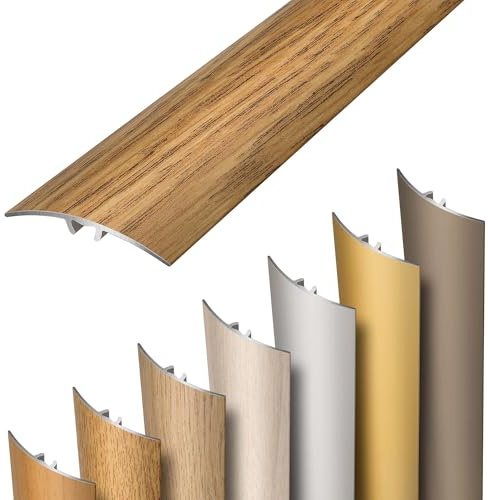 Dalsys övergångsprofil självhäftande, för instick och sammankoppling 93cm x 37mm i aluminium, golvlist nivåutjämning ekdekor