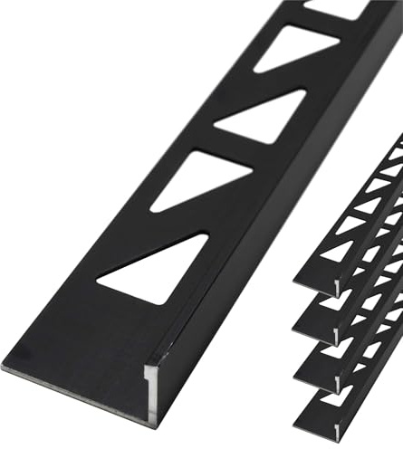 Dalsys 5x Fliesenschiene Winkelprofil 2,5m x 10mm Aluminium (eloxiert) Schwarz, Fliesenprofil