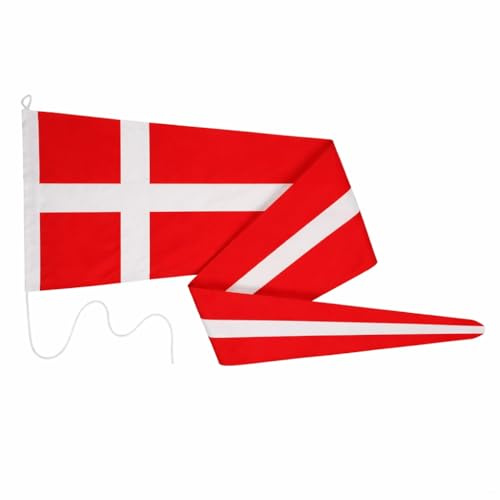 FLAGLY Premium Langwimpel Dänemark 40 x 150 cm - 160g/m² Stoffgewicht, robustes und witterungsbeständiges Schiffsflaggentuch - Wimpel Dänemark, Fahnenmast Zubehör