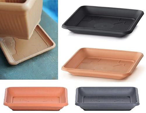 B2C Square Saucers Plastic Plant Pot/Water Trays 14cm-41cm (41cm, Anthracite)