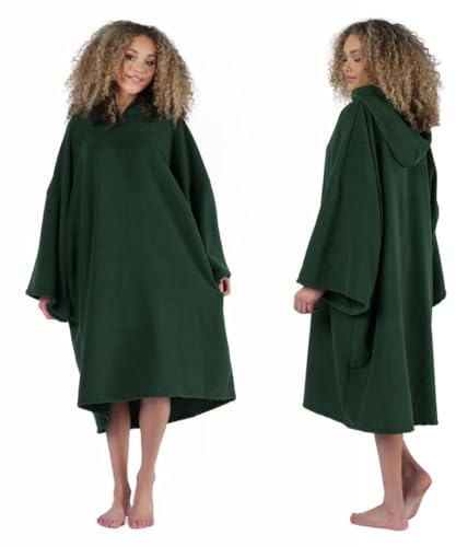 Brentfords Towel Poncho Adult Hooded Large Bath Swim Surf Beach Absorbent Microfiber Changing Robe for Men Boys Quick Dry, Forest Green