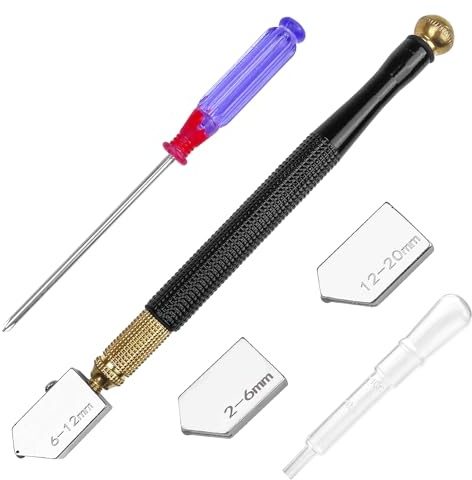 Lectorias Metalllegierung Glasschneider Diamant, Flaschenschneider Fensterglas, Glasflaschenschneider Glass Cutter Tool Set im Bleistift-Stil mit Ölzufuh, Glasschneide-Werkzeug für Dickes Glas Carbide
