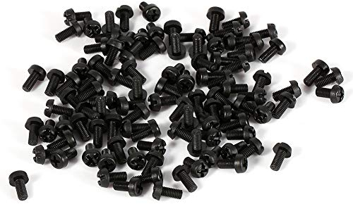 100 Stück Selbstschneidende Schrauben, M3 X 6 Mm, Nylon-Kreuzschraube, Nylon-Flachrundkopf-Maschinenschraube, Metrisches Gewinde, Kreuzschlitz-Kunststoffschraube, Schwarz, Für Kunststoff, Holz