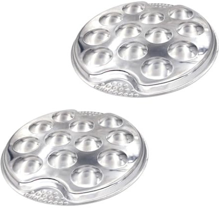 OUNONA 2st Gegrillte Spiralpfanne Aus Edelstahl 12 Fächer Schnecken-servierplatte Schneckenschale Aus Porzellan Muschelplatte Grillgerichte Verdicken Rostfreier Stahl