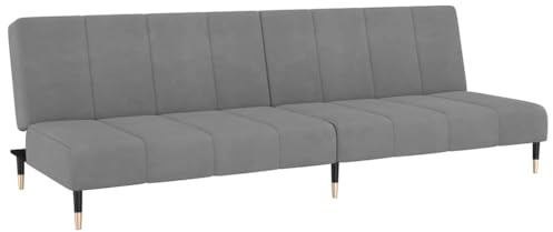 vidaXL Schlafsofa 2-Sitzer, Schlafcouch für Wohnzimmer Heimkino Büro, Gästebett mit Holzrahmen, Sofabett Tagesbett Couch Sofa Ausziehbar, Hellgrau Samt