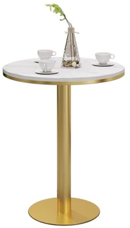Yopappol Runde Frühstücks-Bartische mit Metallbasis, Marmor-Konferenztisch, Kaffee-Besprechungstisch, hoher Bistro-Pub-Tisch für Büro, Sitzungssaal, Küche, Wohnzimmer(Size:Height 75cm)