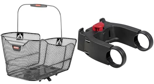 KLICKfix Unisex – Erwachsene Hinterradkorb-2128051100 Hinterradkorb, schwarz, 23x22,5x36cm & Lenkeradapter E, Schwarz, One Size Ohne Schloss, 0211EB
