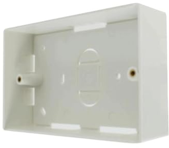 Surface Mounted Electrical Pattress Box, 2 Gang, White, (1 Pack)