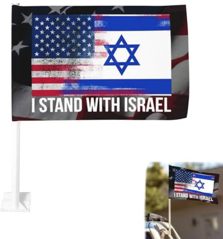 12x18 I Stand With Israel USA American Flag Israel Car Flag Pray For Israel Garden Flag I Love Israel Garden Flag Support Israel Flag Double Sided Window Clip Car Flag Waterproof Flags (Black*2)
