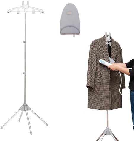 vapeur portable défroisseur à vapeur avec gant et trépied télescopique, cintre inclus (gris clair)